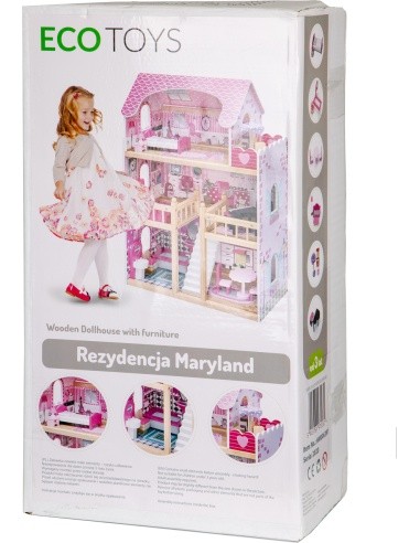 Wooden doolhouse with Furniture and LED EcoToys