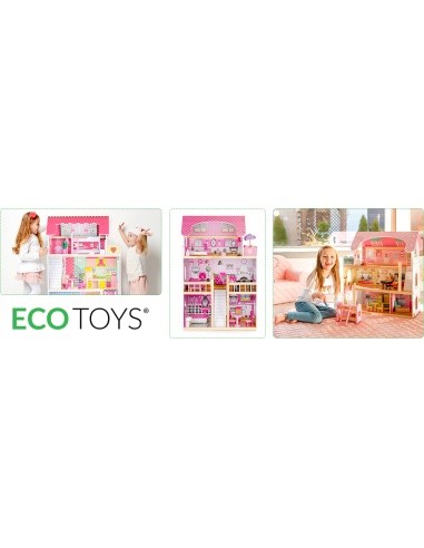 Wooden doolhouse with Furniture and LED EcoToys