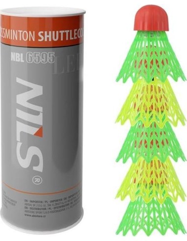 Greitojo badmintono plunksniukai Nils NBL6595, nailonas, LED, 5 vnt.