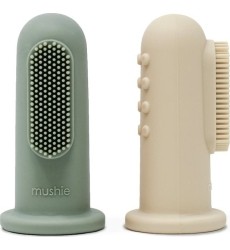 Finger Toothbrush Mushie Cambridge Blue/Shifting Sand, 2pcs.