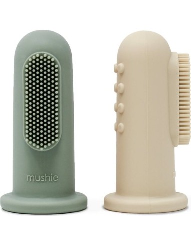 Finger Toothbrush Mushie Cambridge Blue/Shifting Sand, 2pcs.