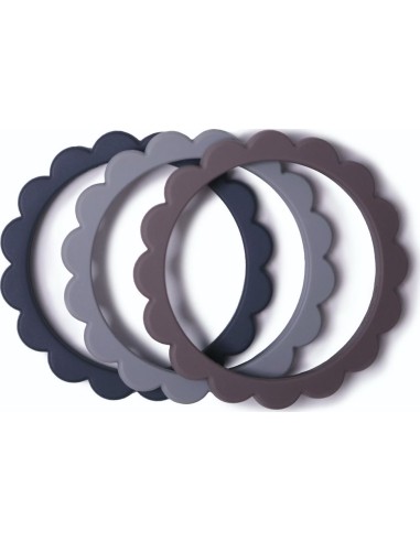 Kramtukai Mushie Flower Bracelet Dove Gray/Steel/Stone, 3vnt.