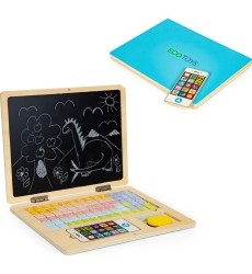 Edukacinis nešiojamasis kompiuteris su magnetine lenta, raidėmis ir skaičiais Eco Toys, mėlynas