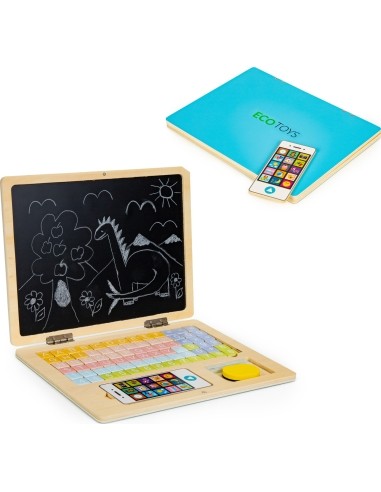 Educational Magnetic Board Laptop With Letters And Numbers Eco Toys, Bue