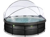 EXIT Black Leather pool ø450x122cm with sand filter pump and dome - black