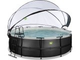 EXIT Black Leather pool ø450x122cm with sand filter pump and dome - black