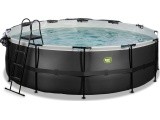 EXIT Black Leather pool ø450x122cm with sand filter pump and dome - black