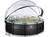EXIT Black Leather pool ø450x122cm with sand filter pump and dome - black