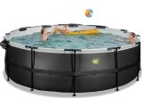 EXIT Black Leather pool ø450x122cm with sand filter pump and dome - black
