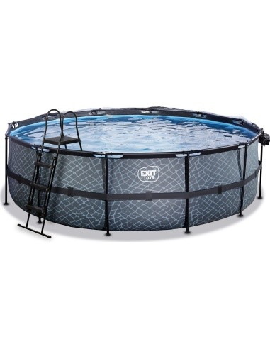 EXIT Stone pool ø488x122cm with sand filter pump and dome - grey