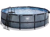 EXIT Stone pool ø488x122cm with sand filter pump and dome - grey