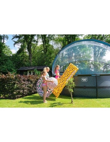 EXIT Stone pool ø488x122cm with sand filter pump and dome - grey