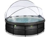 EXIT Black Leather pool ø427x122cm with sand filter pump and dome - black