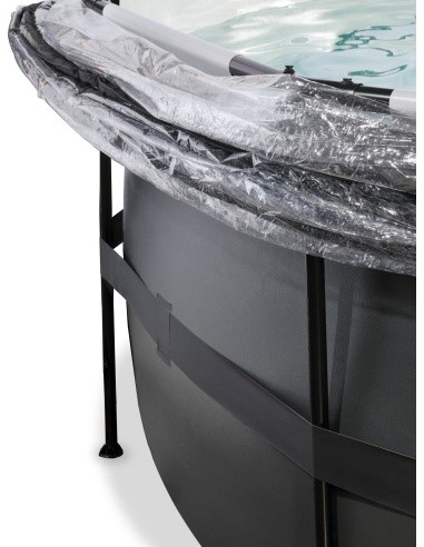 EXIT Black Leather baseinas ø427x122 cm su smėlio filtro siurbliu ir kupolu, juodas