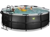 EXIT Black Leather pool ø427x122cm with sand filter pump and dome - black