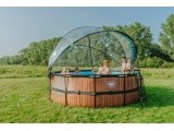 EXIT Black Leather pool ø427x122cm with sand filter pump and dome - black
