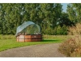 EXIT Wood pool ø427x122cm with sand filter pump and dome - brown