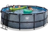 EXIT Stone pool ø427x122cm with sand filter pump and dome - grey