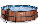 EXIT Wood pool ø488x122cm with sand filter pump - brown