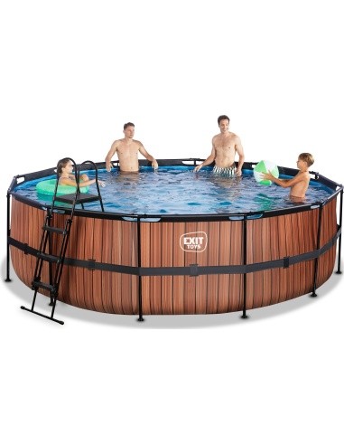 EXIT Wood pool ø488x122cm with sand filter pump - brown