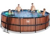 EXIT Wood pool ø488x122cm with sand filter pump - brown