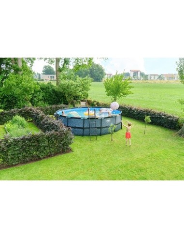 EXIT Wood pool ø488x122cm with sand filter pump - brown