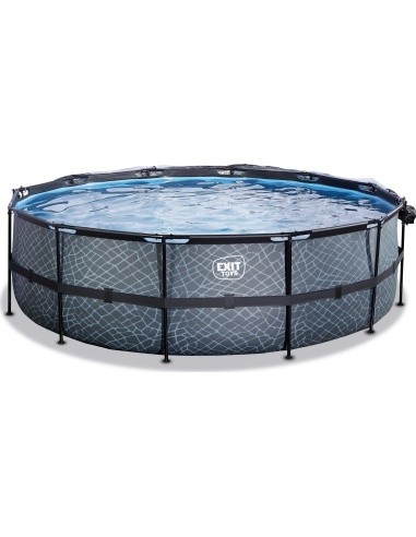 EXIT Stone pool ø488x122cm with sand filter pump - grey