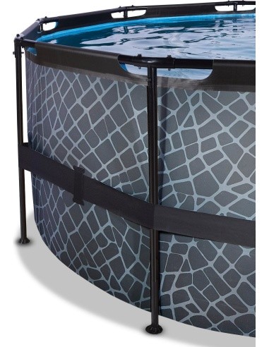 EXIT Stone baseinas ø488x122cm su smėlio filtro siurbliu - pilkas