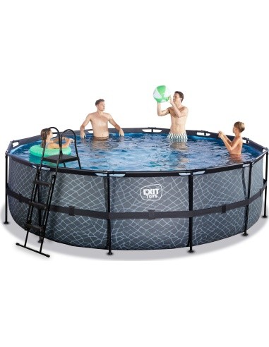EXIT Stone pool ø488x122cm with sand filter pump - grey