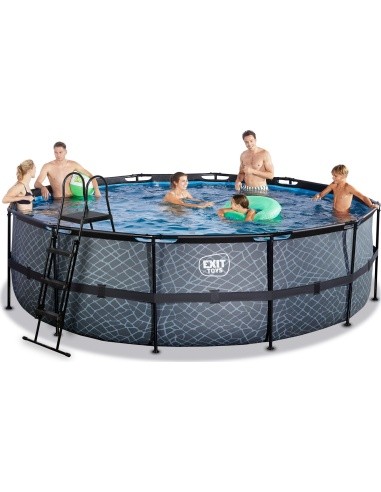 EXIT Stone pool ø488x122cm with sand filter pump - grey