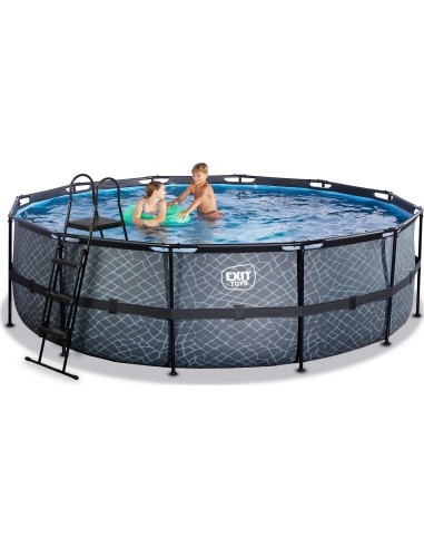 EXIT Stone pool ø488x122cm with sand filter pump - grey