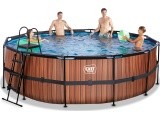 EXIT Wood pool ø450x122cm with sand filter pump - brown