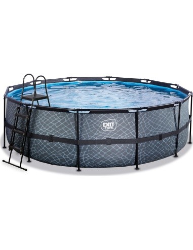 EXIT Stone pool ø450x122cm with sand filter pump - grey