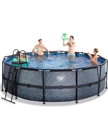EXIT Stone pool ø450x122cm with sand filter pump - grey