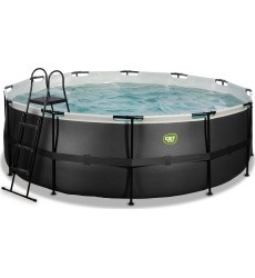 EXIT Black Leather pool ø427x122cm with sand filter pump - black