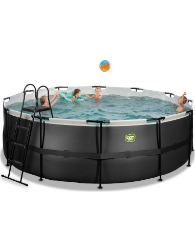 EXIT Black Leather pool ø427x122cm with sand filter pump - black