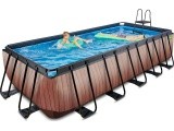 EXIT Wood pool 540x250x122cm with filter pump - brown