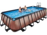 EXIT Wood pool 540x250x122cm with filter pump - brown