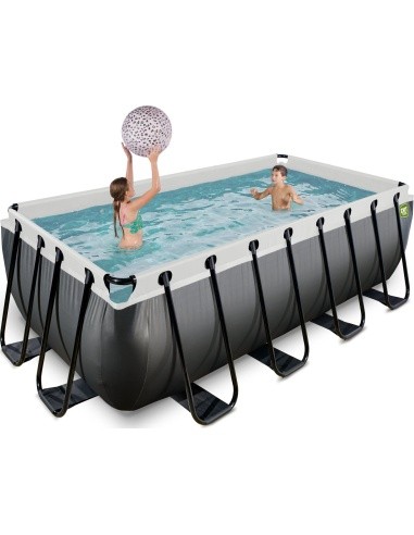 EXIT Black Leather pool 400x200x122cm with filter pump - black