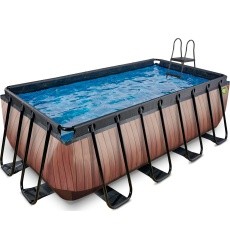 EXIT Wood pool 400x200x122cm with filter pump - brown