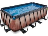 EXIT Wood pool 400x200x122cm with filter pump - brown