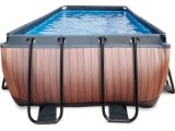 EXIT Wood pool 400x200x122cm with filter pump - brown