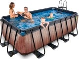 EXIT Wood pool 400x200x122cm with filter pump - brown