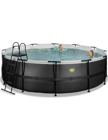 EXIT Black Leather pool ø488x122cm with filter pump - black