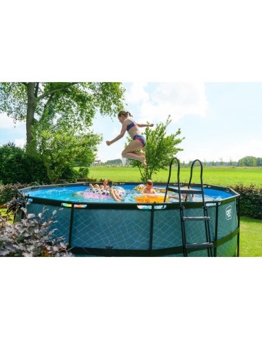 EXIT Black Leather pool ø488x122cm with filter pump - black