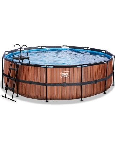 EXIT Wood pool ø450x122cm with filter pump - brown