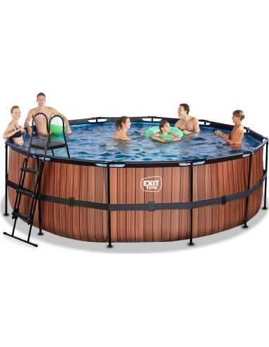EXIT Wood pool ø450x122cm with filter pump - brown