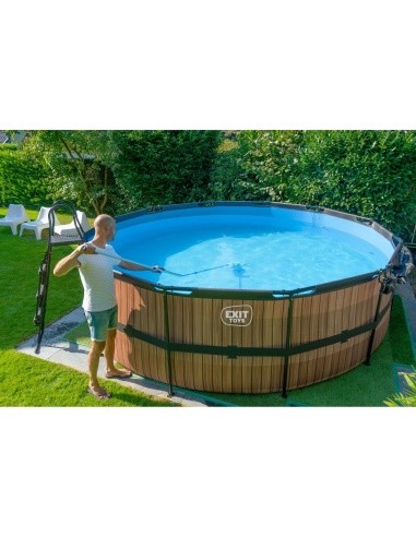 EXIT Wood pool ø450x122cm with filter pump - brown