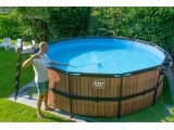 EXIT Wood pool ø450x122cm with filter pump - brown