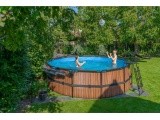 EXIT Wood pool ø450x122cm with filter pump - brown